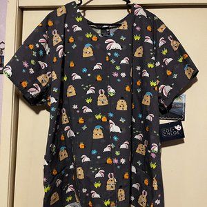 Scrub Top Hello Spring V-neck 3X